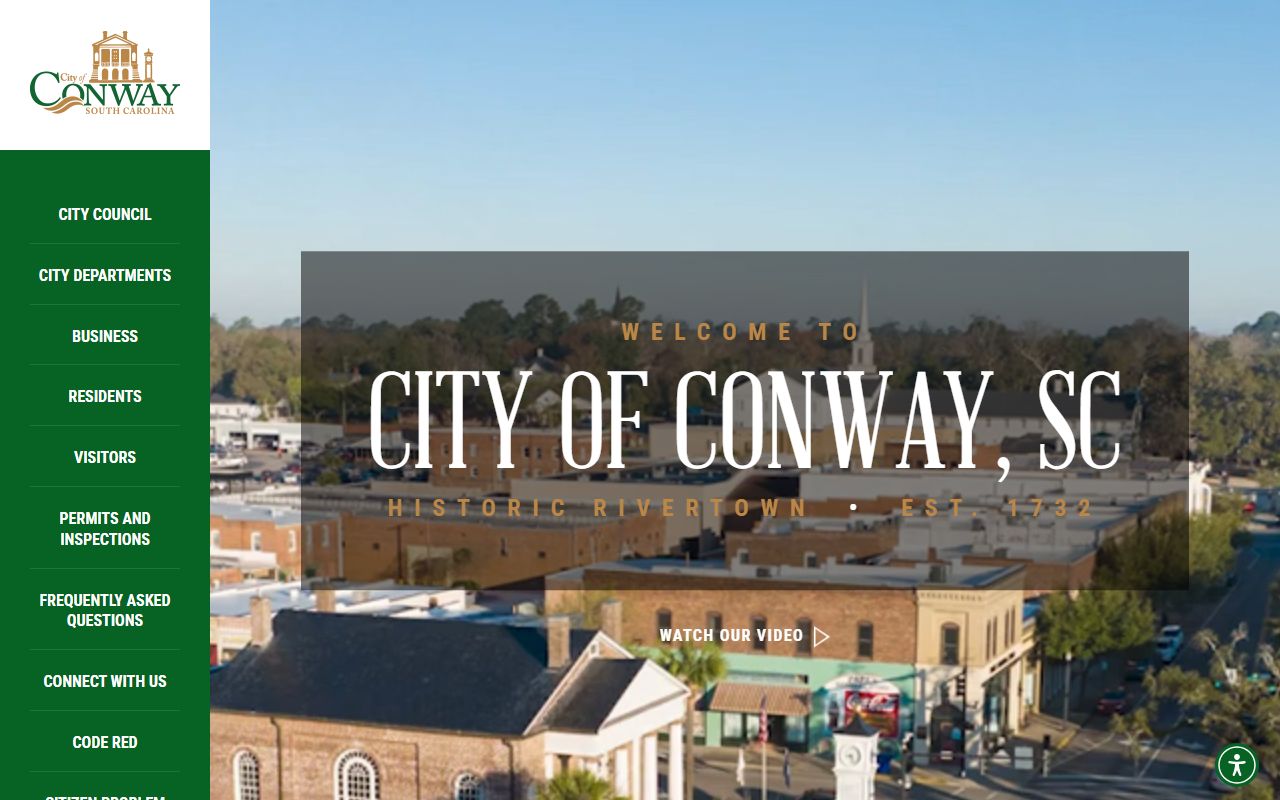 City of Conway website with local government information for Conway marriage license applicants