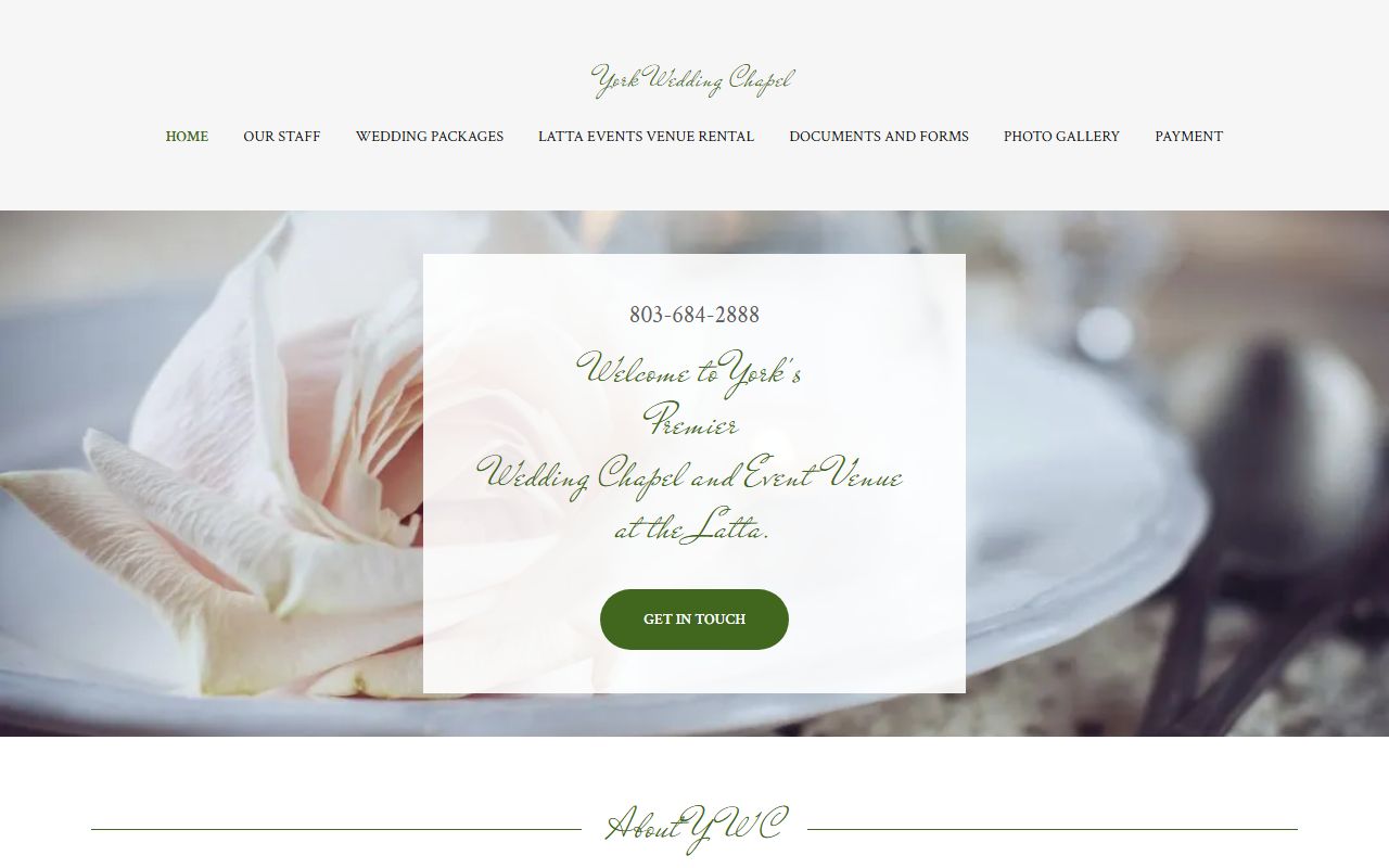 York Wedding Chapel ceremony services for Rock Hill marriage license holders