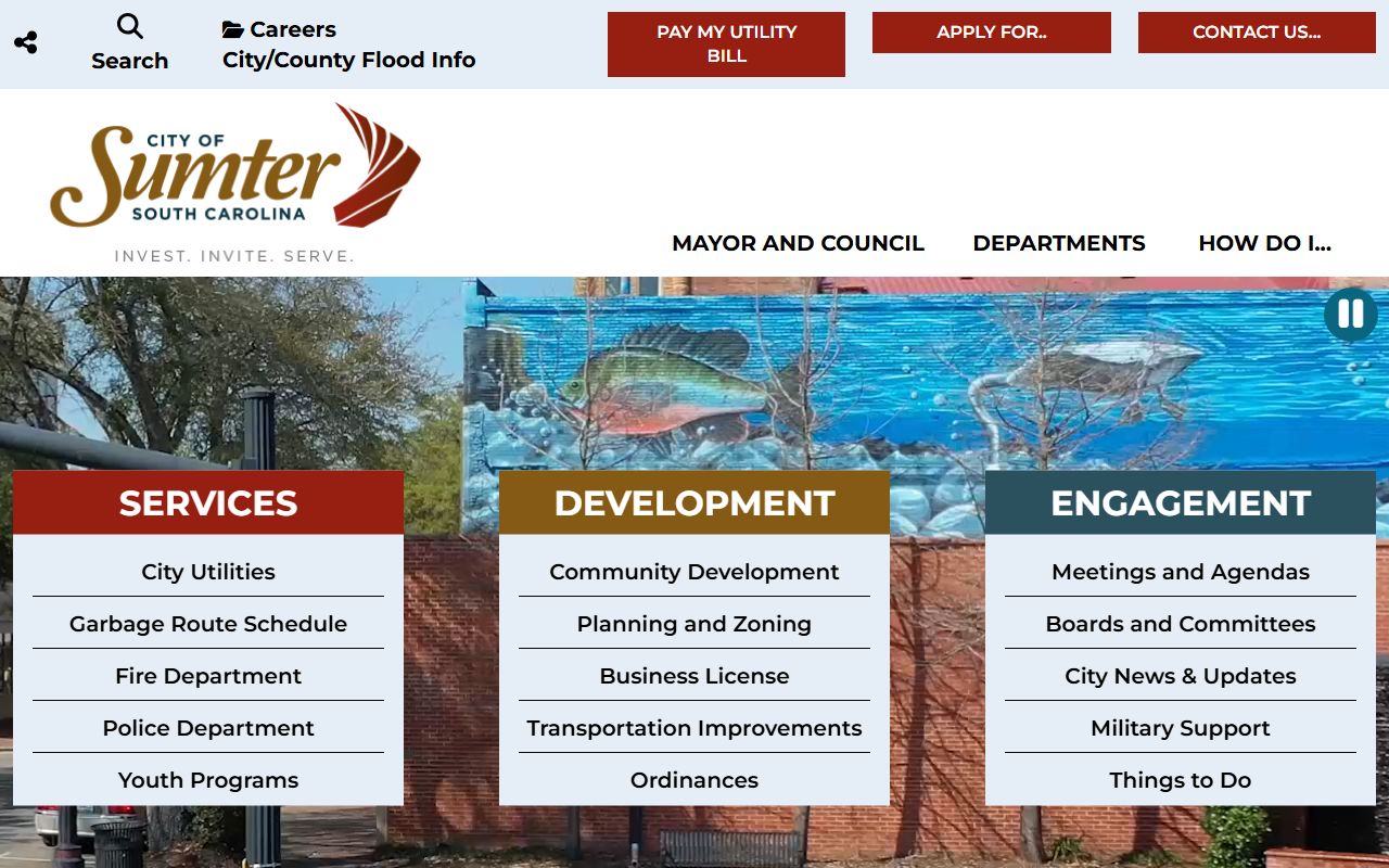 City of Sumter website with local government information for Sumter marriage license applicants