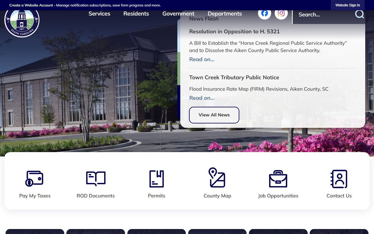 Aiken County marriage license information from the Aiken County government website