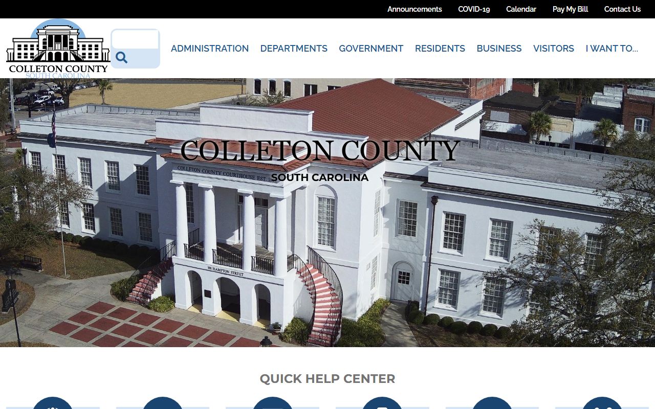 Colleton County Government website showing county services and Probate Court information