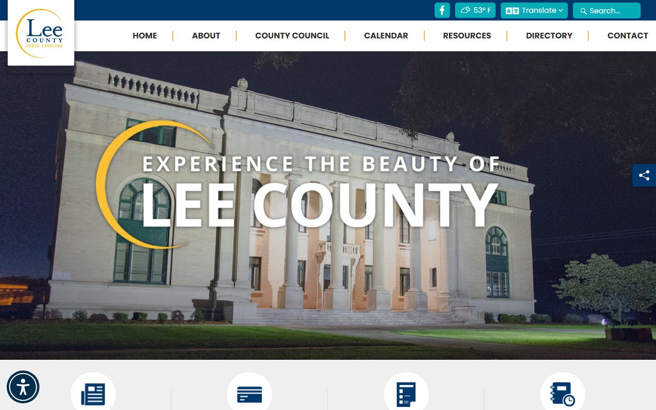 Lee County Probate Court website showing marriage license and court information