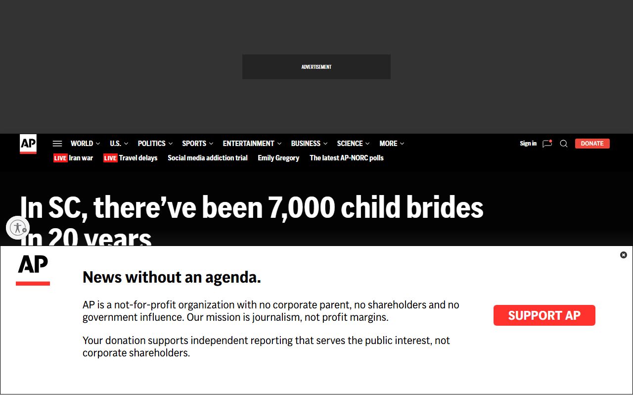 Associated Press article referencing Orangeburg County Probate Judge on marriage license procedures