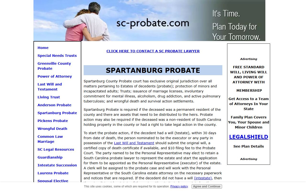 Spartanburg County Probate Court information from South Carolina Probate directory