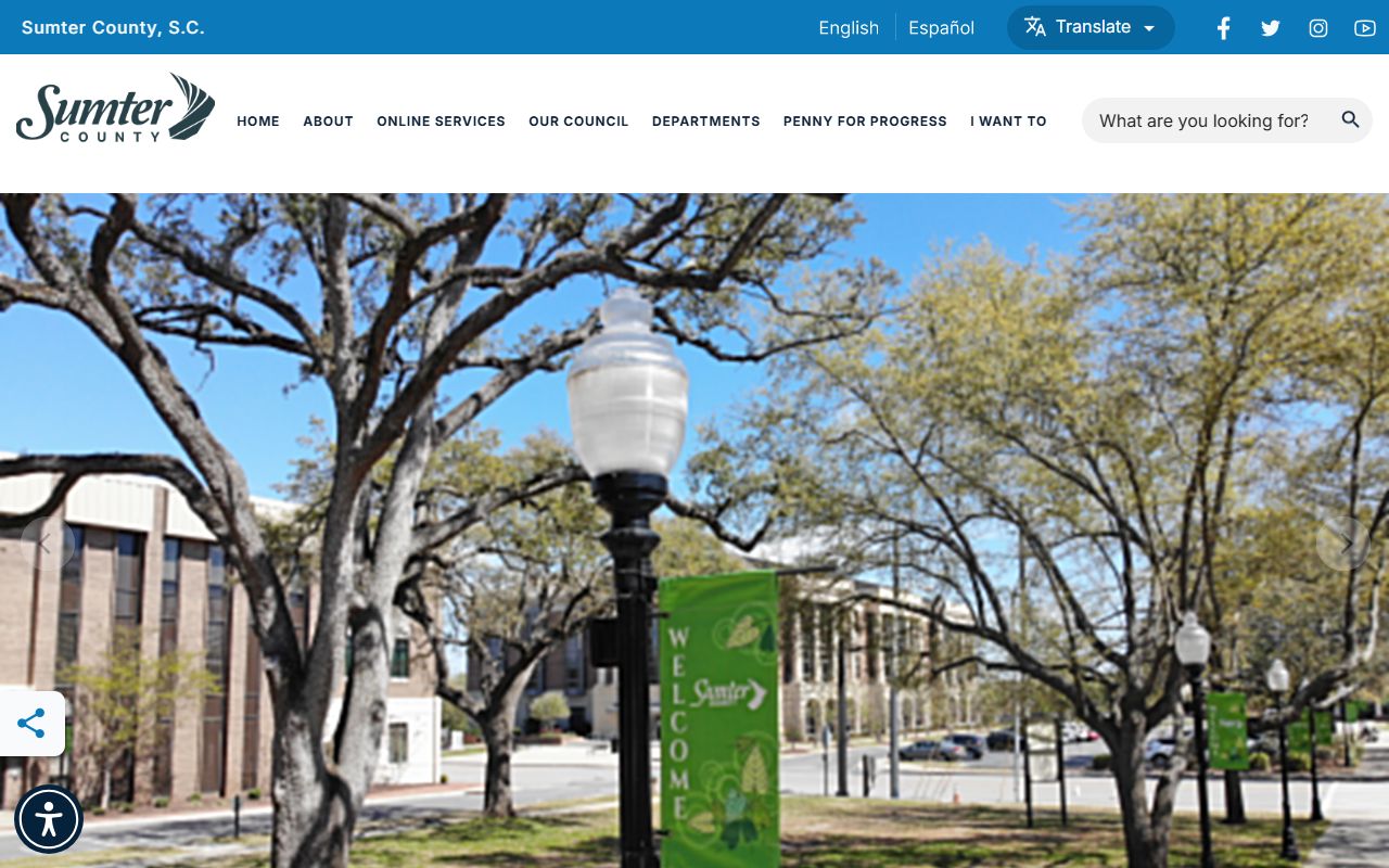 Sumter County Probate Court page showing marriage license services for Sumter County